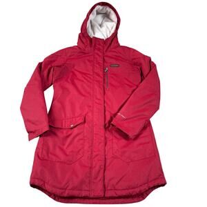 Columbia Women’s Hooded Winter Parka Jacket Red Omni-Heat Size M Fleece Lined